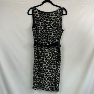 Ann Taylor Black and Cream Animal Print Midi Dress
